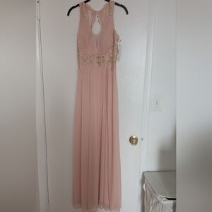 NWT Pink Prom Dress with Lace Details Wedding Guest Prom Galas Evening Gown